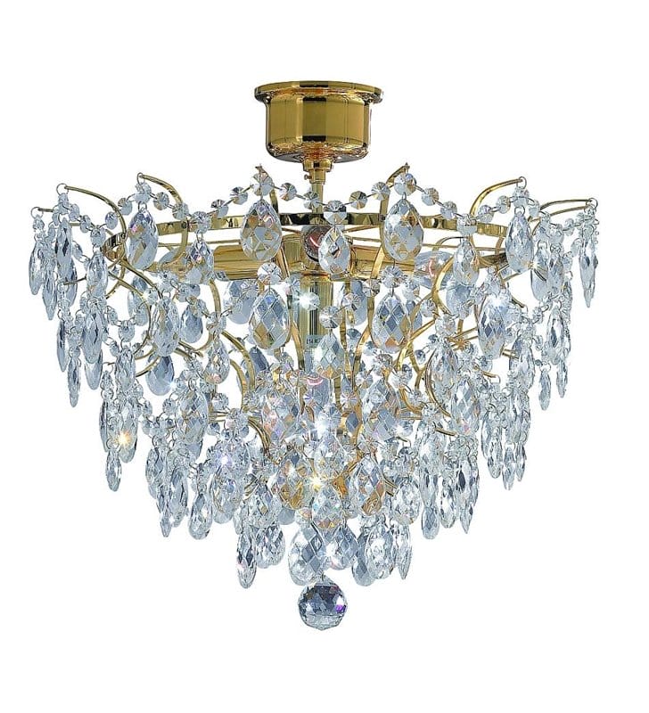 Złota lampa sufitowa kryształowa Rosendal do wnętrz klasycznych nowoczesnych glamour