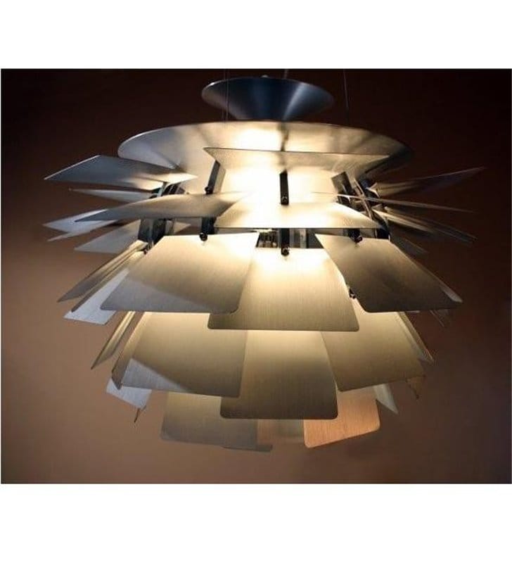 Lampa wisząca Flower metalowa klosz szyszka kolor aluminium