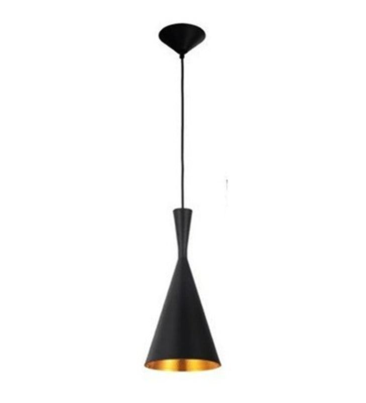 Lampa wisząca Vita czarna ze złotym środkiem klosz stożek