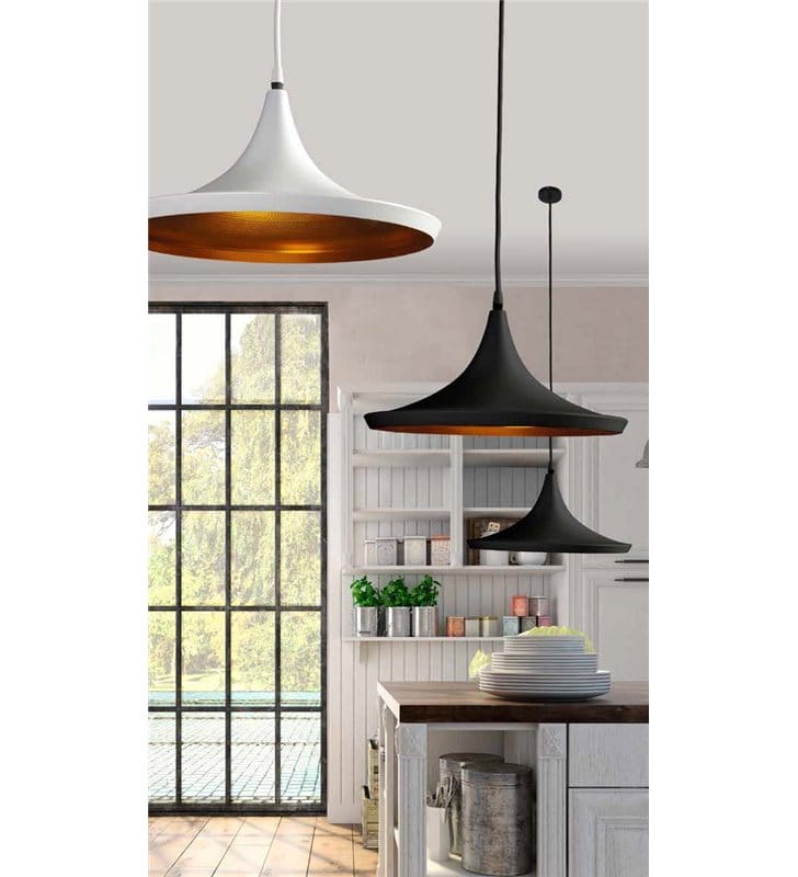 Lampa wisząca Chink czarno złota klosz rozłożysty okrągły