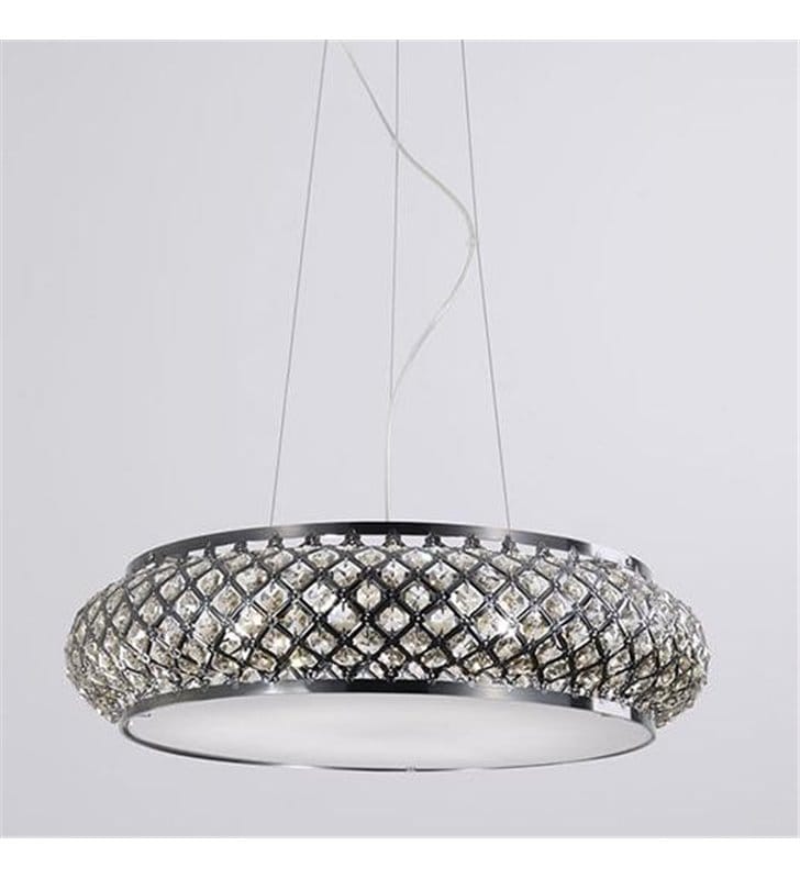 Lampa wisząca Avila z kryształkami okrągła 49cm wykończenie mosiądz antyczny - OD RĘKI