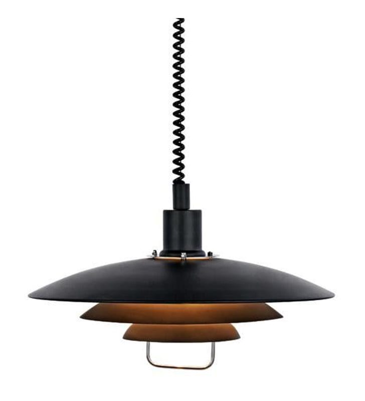 Kuchenna lampa wisząca Kirkenes czarna z metalu regulacja na sprężynie