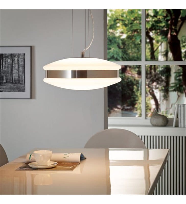 Corvolo LED lampa wisząca okrągła nowoczesna biała z chromowaną opaską
