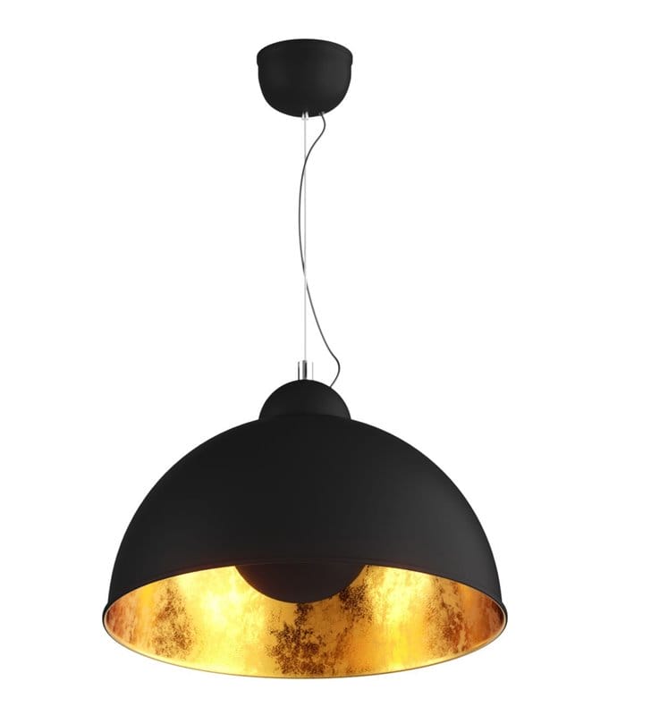 Czarno złota metalowa lampa wisząca Antenne średnica 38cm metalowa kopuła do salonu sypialni jadalni