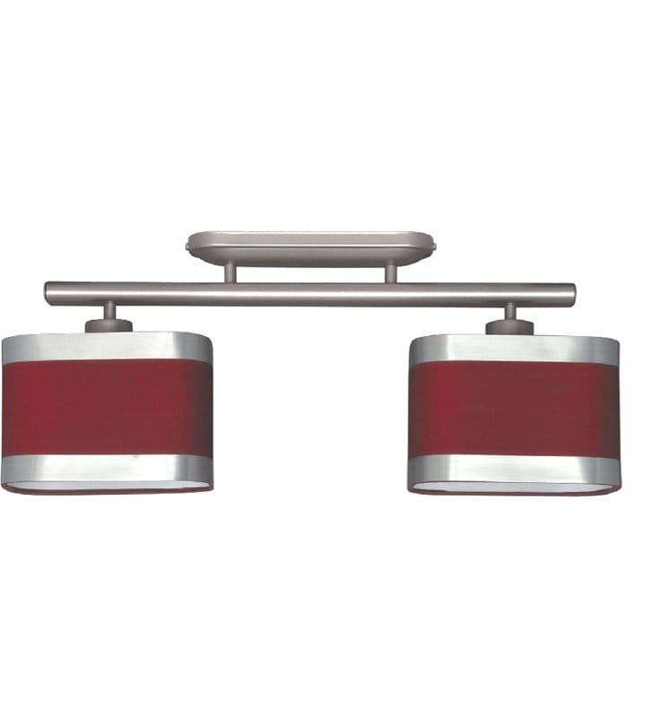Lampa sufitowa Selene czerwona 2 żarówki abażury metal kolor satyna - OD RĘKI