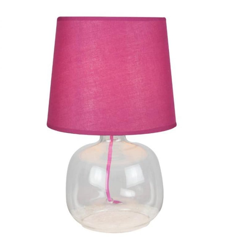 Lampa stołowa Mandy szklana podstawa różowy abażur