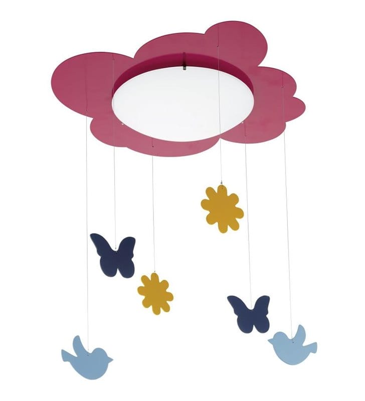Lampa sufitowa Junior3 do pokoju dziewczynki z motylkami ptaszkami