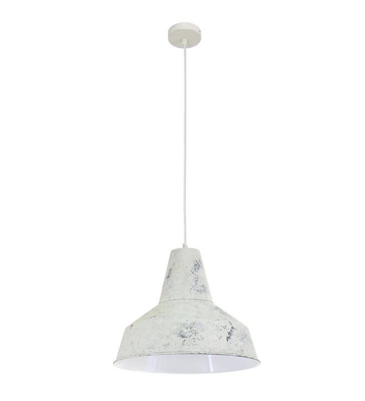 Lampa wisząca Somerton metalowa pojedyncza w stylu vintage loftowym biała wapnowana - OD RĘKI
