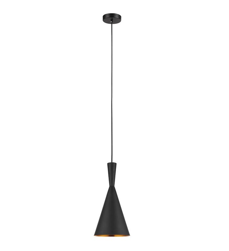 Lampa wisząca Pedro czarna podłużna od wewnątrz mosiądz nowoczesna do salonu sypialni kuchni jadalni nad stół