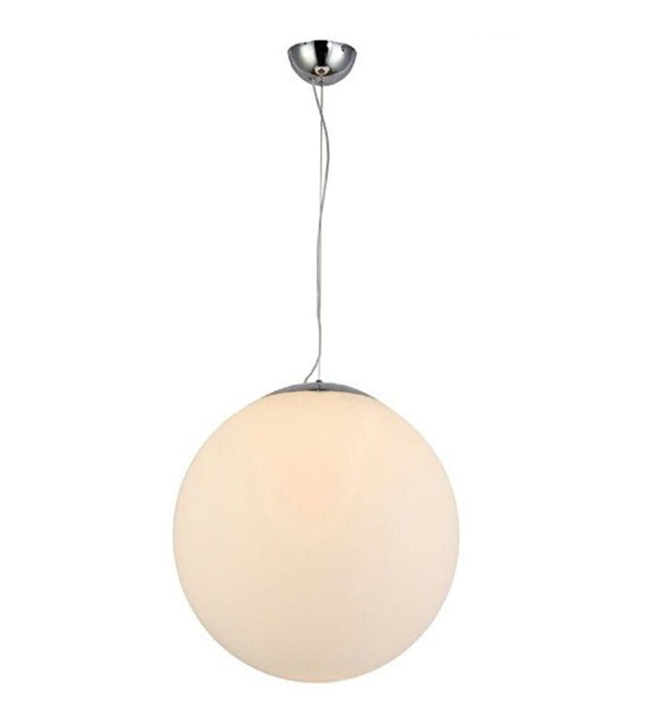 White Ball 40 lampa wisząca szklana biała kula na długim zwisie do salonu jadalni sypialni kuchni