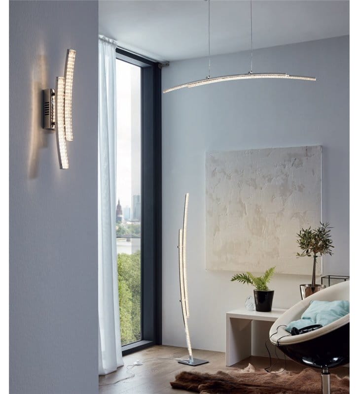 Lampa wisząca Pertini LED nowoczesna podłużna wąska w kolorze chrom