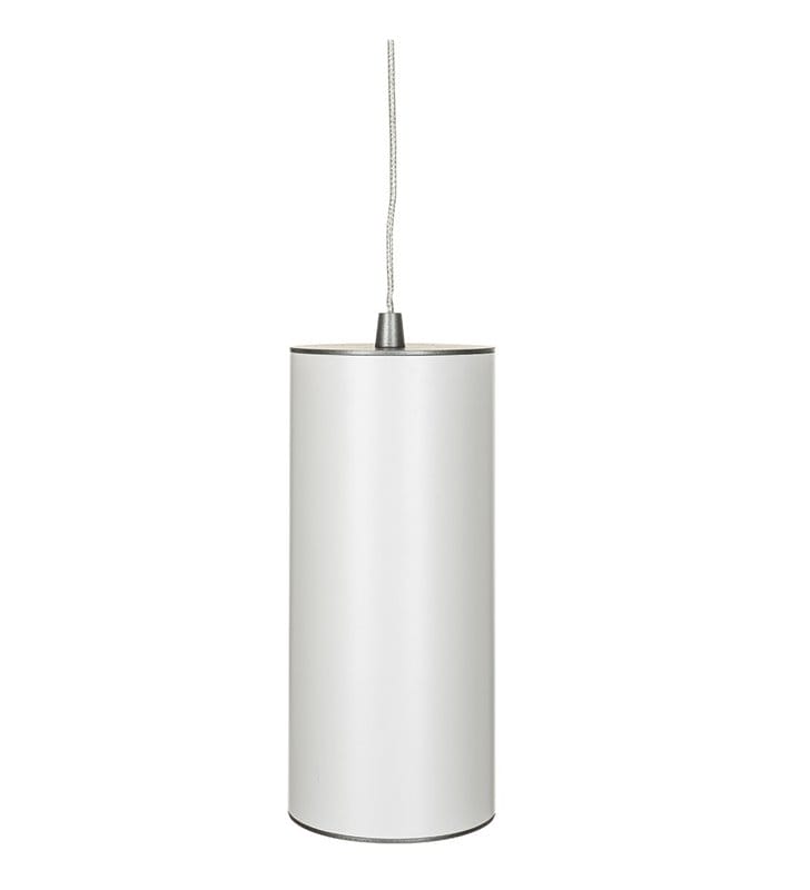 Lampa wisząca Moldes LED biało szara mała w kształcie walca