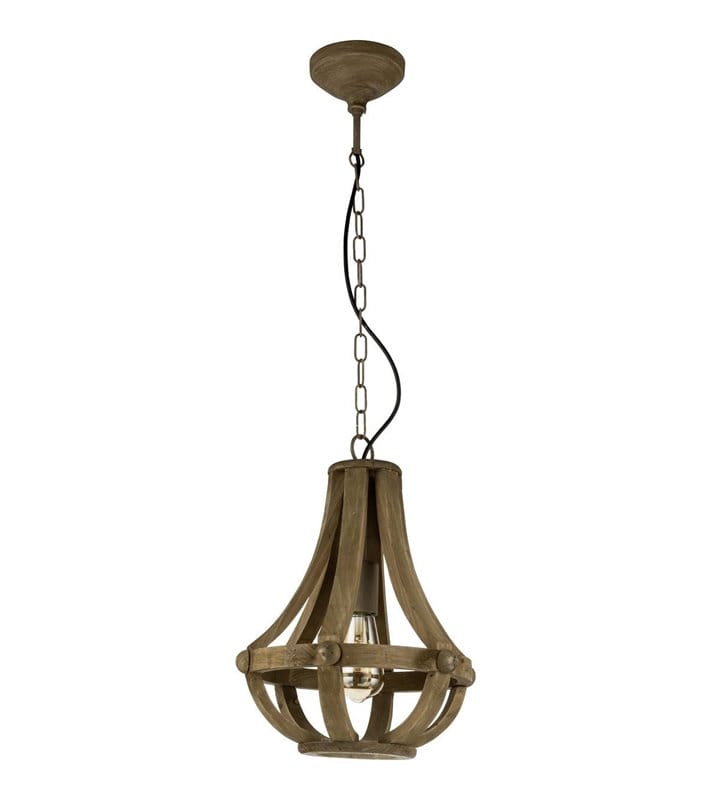 Lampa wisząca Kinross brązowa drewniana styl vintage