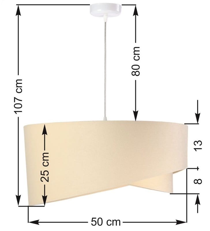 Beżowa welurowa lampa wisząca Ofelia abażur asymetryczny 50cm
