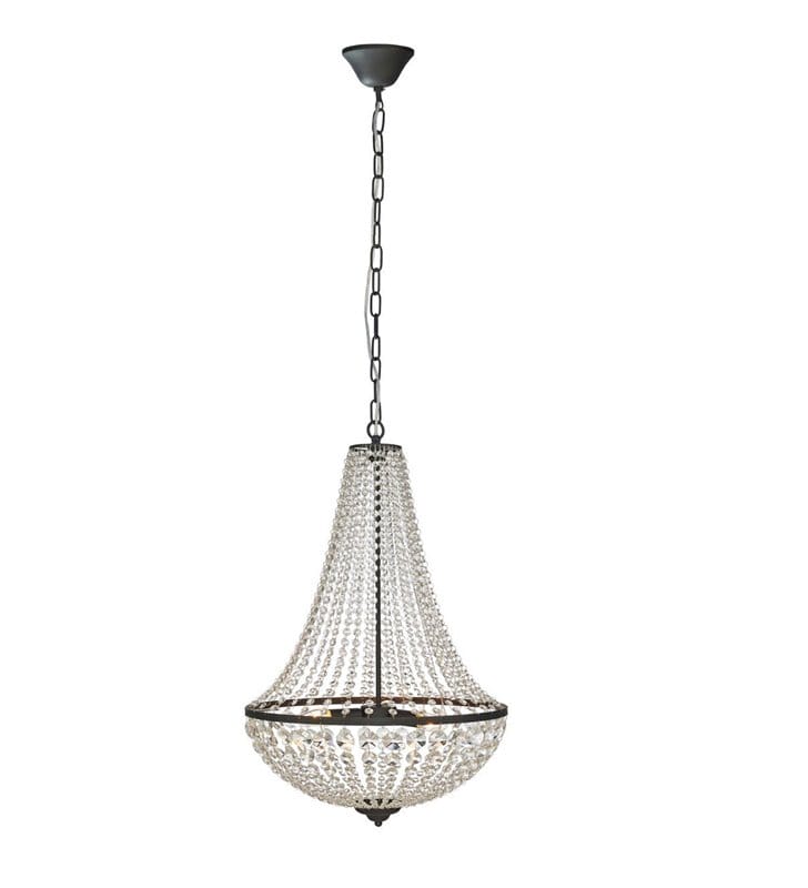 50cm żyrandol lampa wisząca Granso czarny transparentne kryształki do salonu jadalni nad stół sypialni