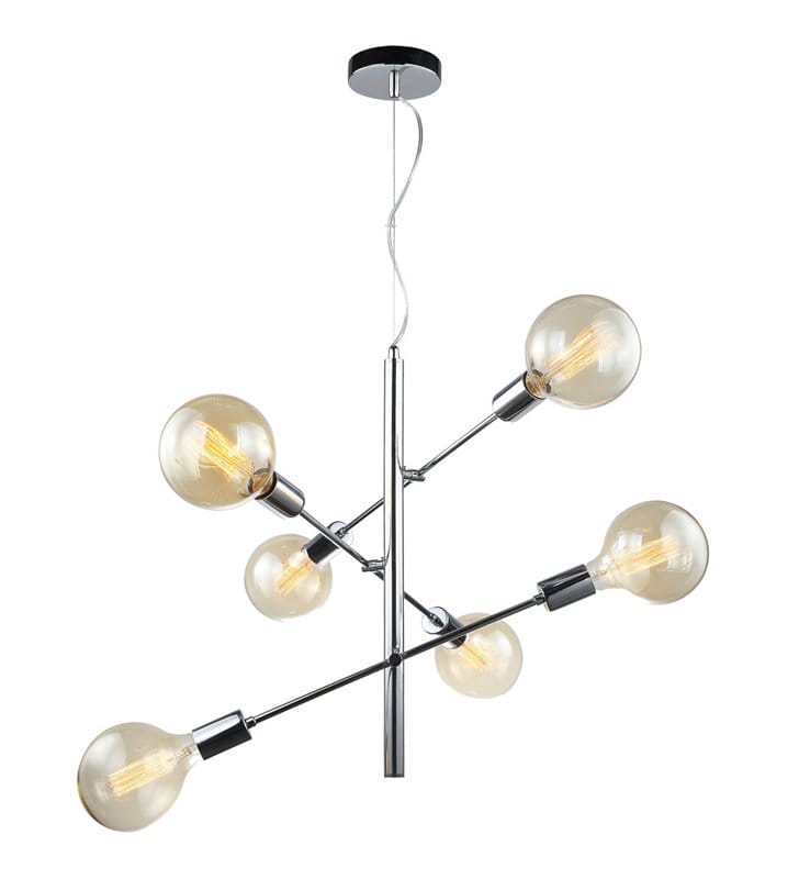 Lampa wisząca Madalyn chrom 6 punktowa nowoczesna do dekoracyjnych żarówek