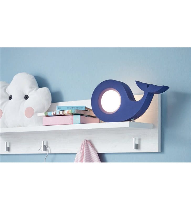 Dziecięca lampka stołowa w kolorze niebieski wieloryb Walina 