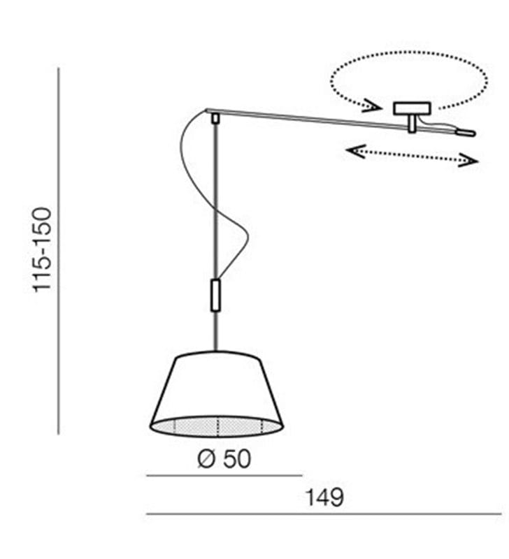 Lampa wisząca z wysięgnikiem Malaga szara można obracać osłona żarówek do salonu sypialni kuchni jadalni