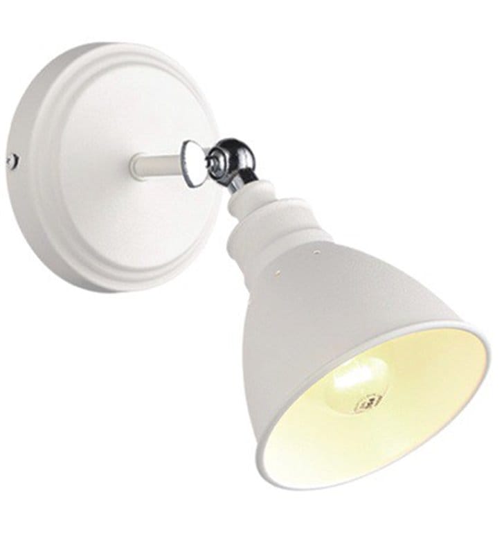 Kinkiet Watso White biały z chromowanym detalem metalowy styl retro vintage - OD RĘKI