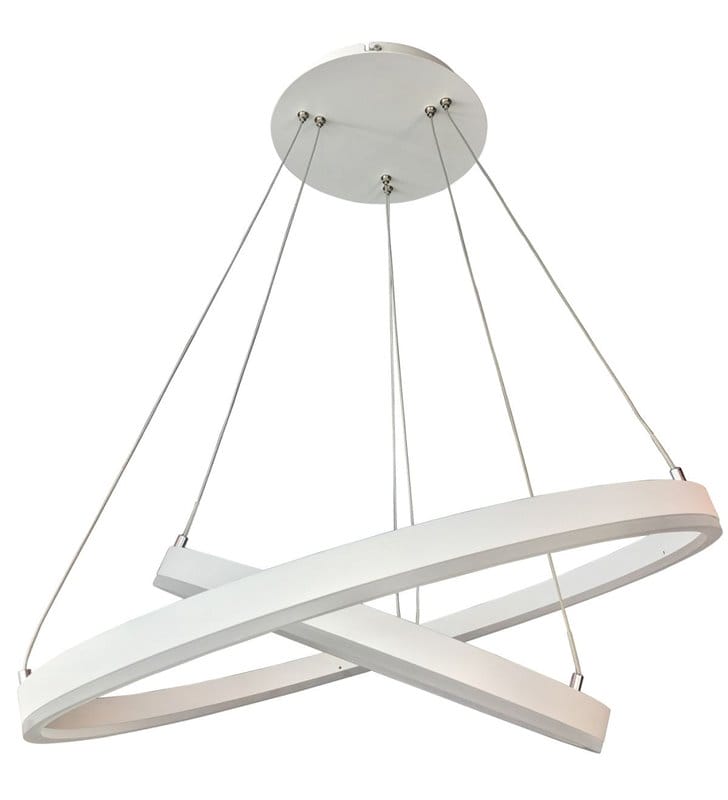 Biała wisząca lampa Jovita 2 obręcze LED nowoczesna do salonu sypialni kuchni jadalni