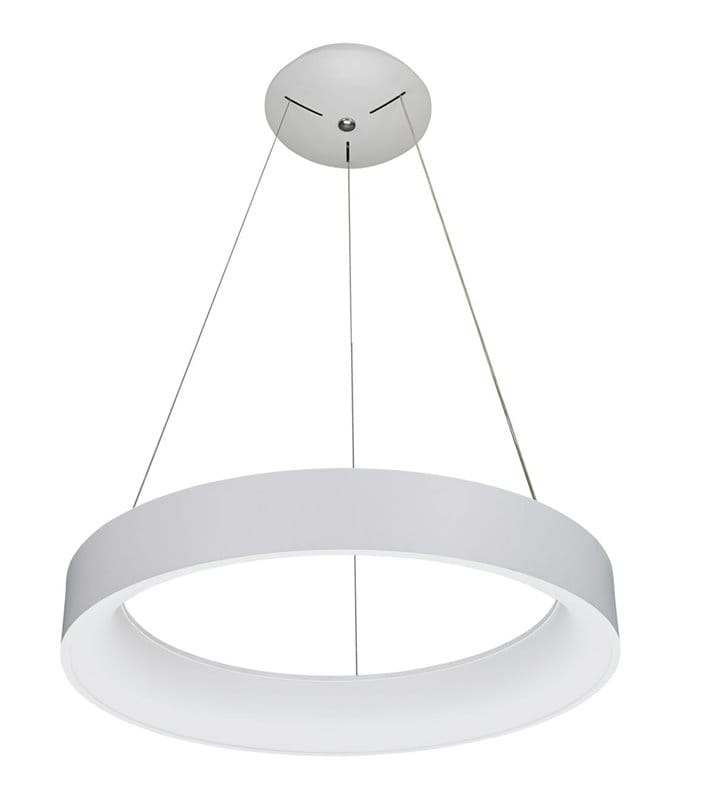 Chiara nowoczesna lampa zwisająca w kolorze białym obręcz nad stół do jadalni kuchni salonu sypialni