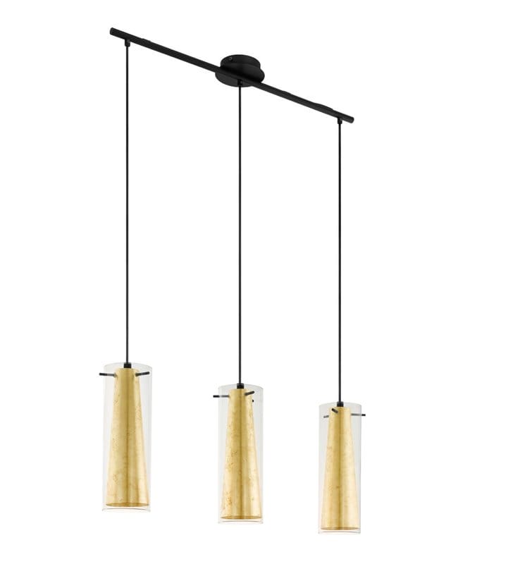 Czarno złota 3 zwisowa lampa Pinto Gold do salonu sypialni kuchni jadalni