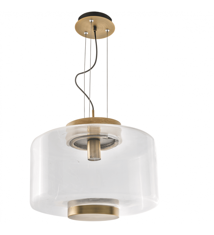 Lampa wisząca Sorel szklana nowoczesna bezbarwny klosz brązowe wykończenie do salonu sypialni jadalni kuchni