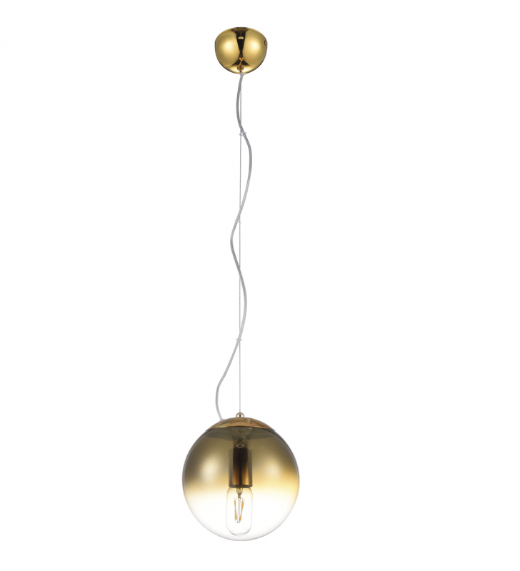 Złota okrągła szklana lampa wisząca Iris 20cm cieniowana do salonu sypialni jadalni