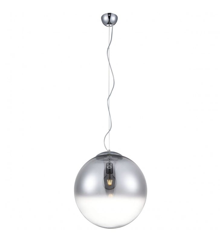 Okrągła szklana lampa wisząca Iris klosz ball 40cm cieniowany chrom do salonu sypialni kuchni jadalni