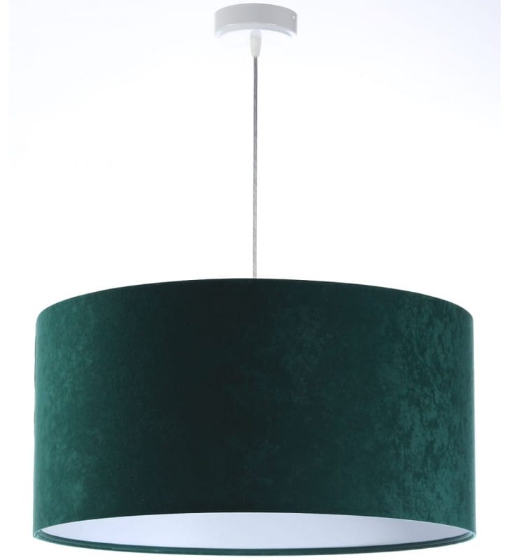 Lampa wisząca Taida zielona wnętrze białe abażur okrągły welurowy do salonu sypialni jadalni