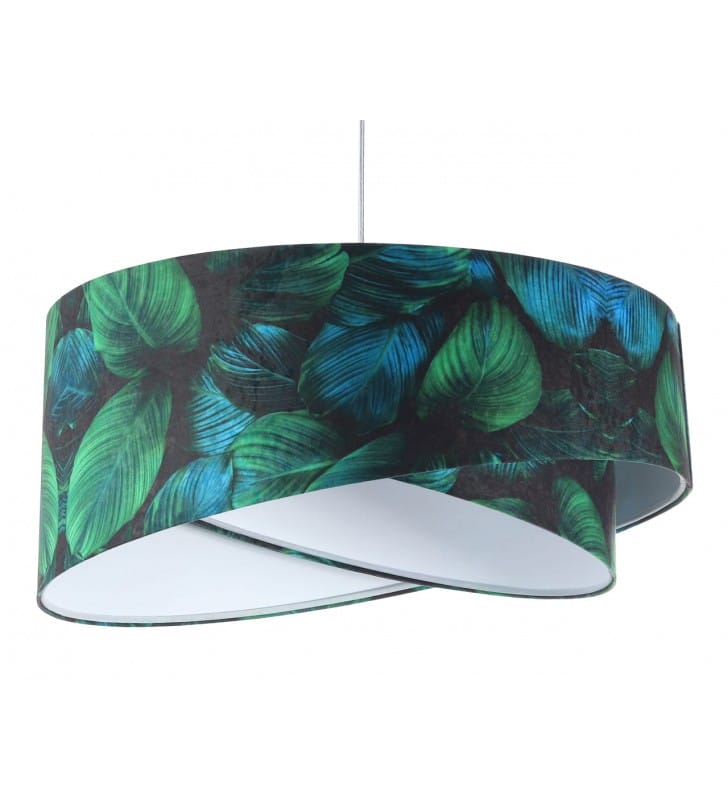 Lampa wisząca Jungle zielona asymetryczna abażur w liście
