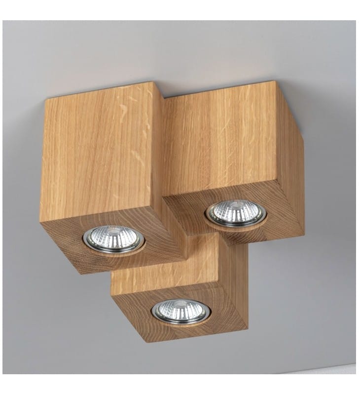3 punktowa drewniana natynkowa lampa sufitowa downlight Wooddream dąb olejowany