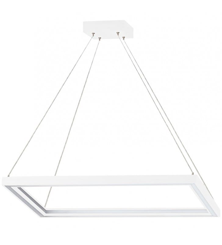 Lampa wisząca Legno prostokątna biała z drewna 39x84cm LED 3000K do salonu kuchni sypialni jadalni