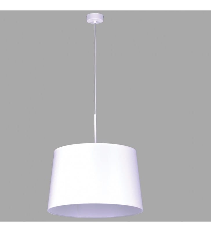 Biała okrągła lampa wisząca z abażurem nad stół lub do sypialni Remi White 45cm