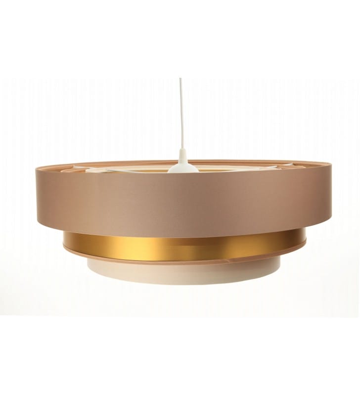Elegancka lampa wisząca Haya duży 60cm potrójny kaskadowy abażur 3 kolorowy beż krem złoto np. nad okrągły stół do jadalni
