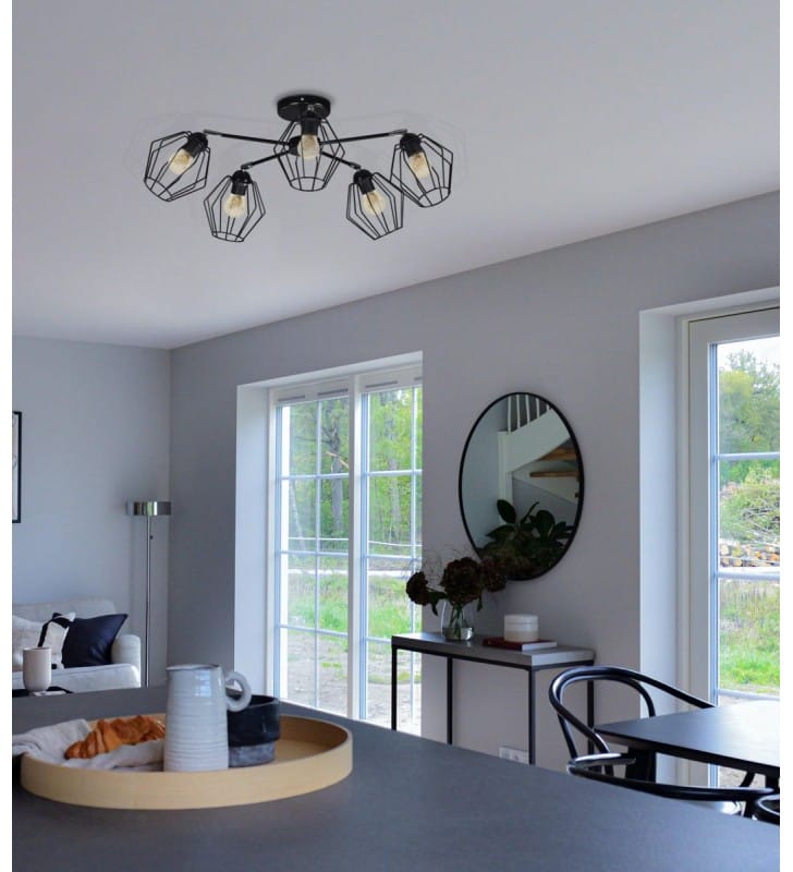 Benet lampa sufitowa żyrandol kolor czarny matowy styl loftowy do przedpokoju salonu pokoju nastolatka sypialni