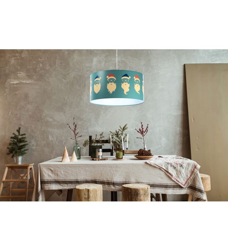 Lampa wisząca Holidays7 ze świątecznym wzorem mikołaj mikołaje do pokoju dziecka salonu jadalni kuchni sypialni