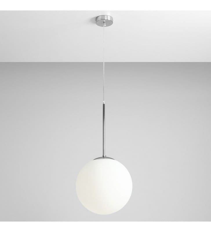 30cm kula lampa wisząca Bosso chrom szklany klosz pojedyncza do jadalni kuchni sypialni salonu