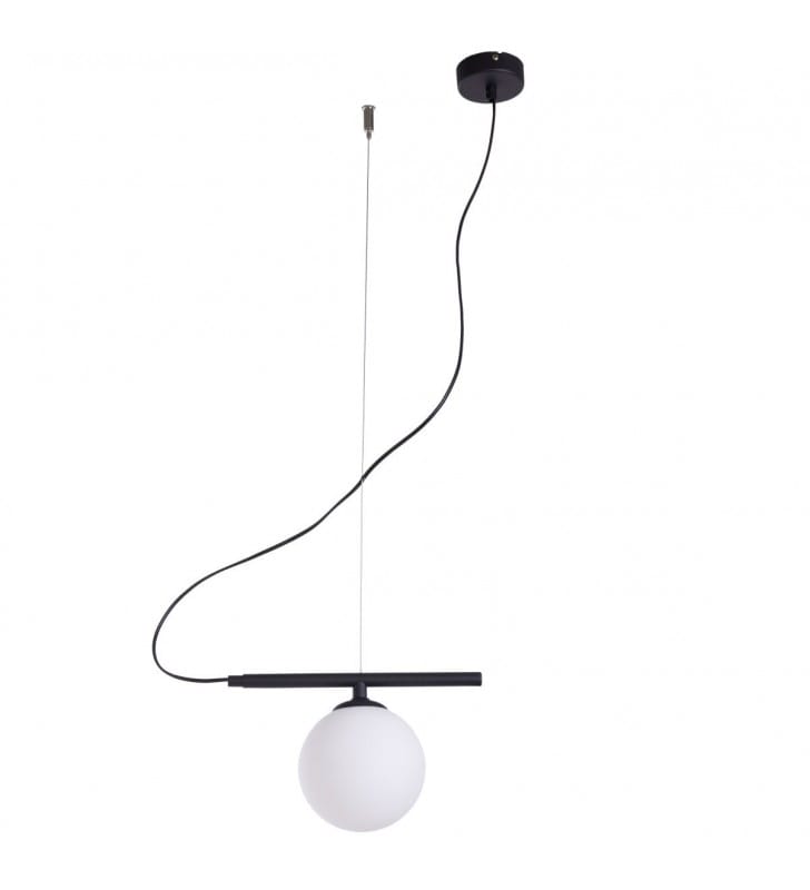 Lampa wisząca Beryl Glass czarna z białym okrągłym kloszem