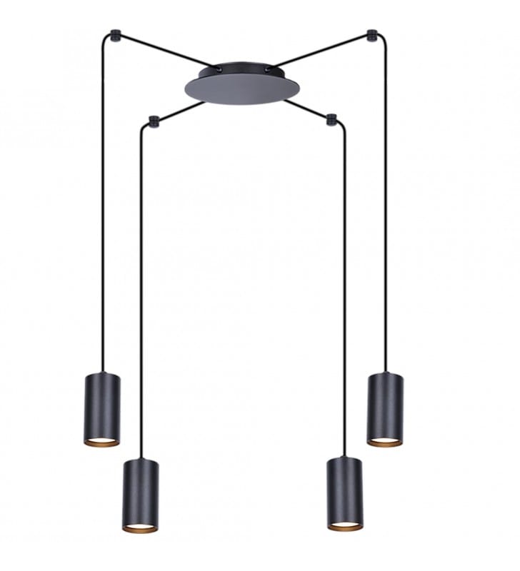 4 zwisowa nowoczesna lampa Puerto regulowany rozstaw ramion czarna styl techniczny- OD RĘKI