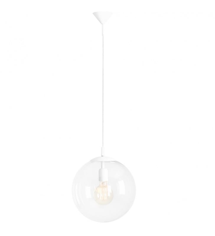 Lampa wisząca Globus biała klosz szklana kula białe wykończenie do salonu sypialni jadalni kuchni