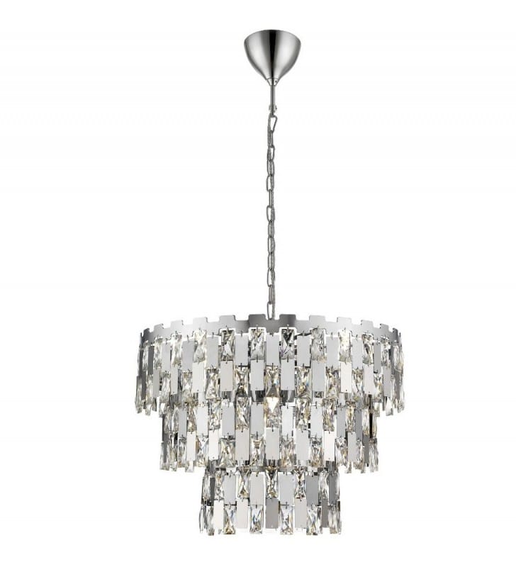 Lampa wisząca Anzio chromowana z kryształami dekoracyjna w stylu glamour