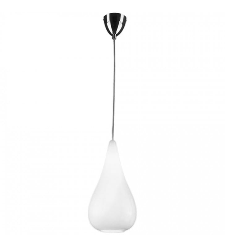 Biała błyszcząca szklana pojedyncza lampa wisząca Naomi klosz w kształcie kropli - OD RĘKI