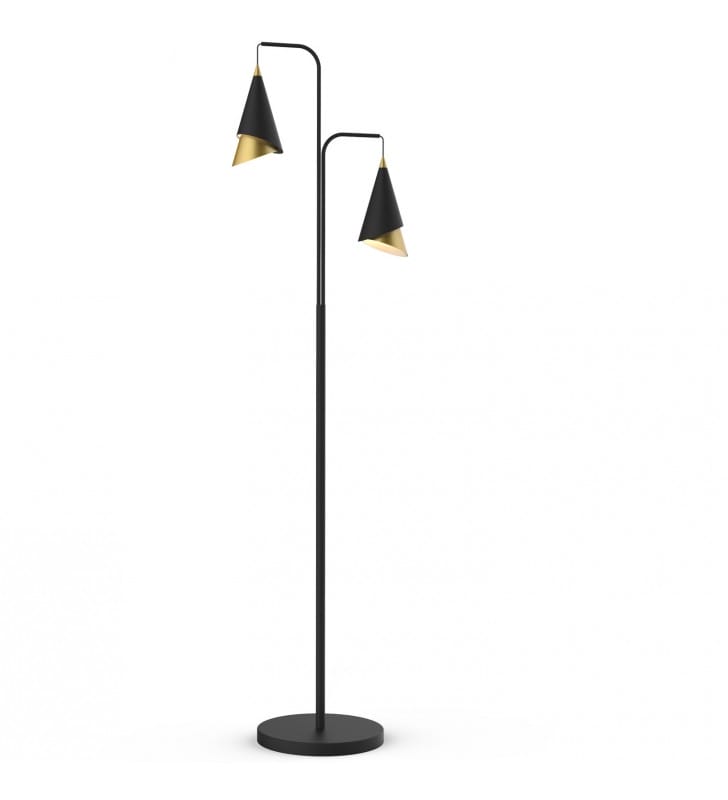 Lampa podłogowa Raalto 2 czarno złote klosze podstawa czarna styl nowoczesny