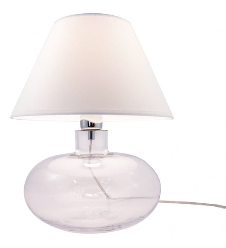 Lampa stołowa Mersin biały abażur stożek transparentna szklana podstawa styl nowoczesny
