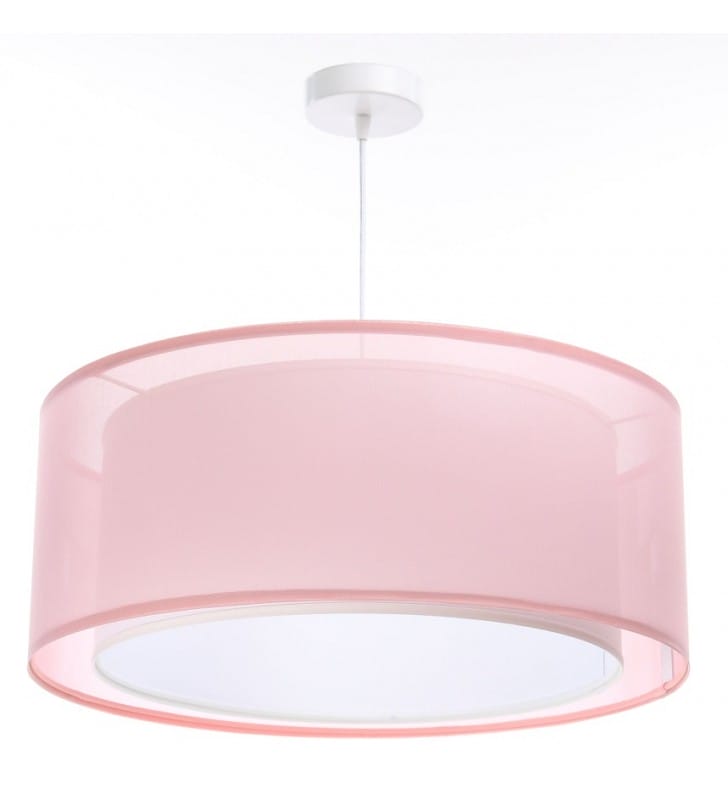 Lampa wisząca Lindo różowa z 50cm abażurem np. do pokoju dziewczynki do salonu nad stół