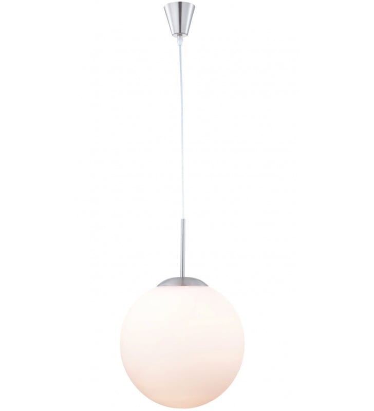 Lampa wisząca Balla 30cm szklana kula opal długi kabel 180cm