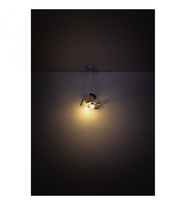 Niebieska lampa wisząca do pokoju dziecka dziecięca Kita samolot