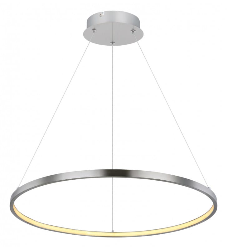 Lampa wisząca Ralph 60cm minimalistyczna wąska obręcz nikiel mat do salonu kuchni jadalni