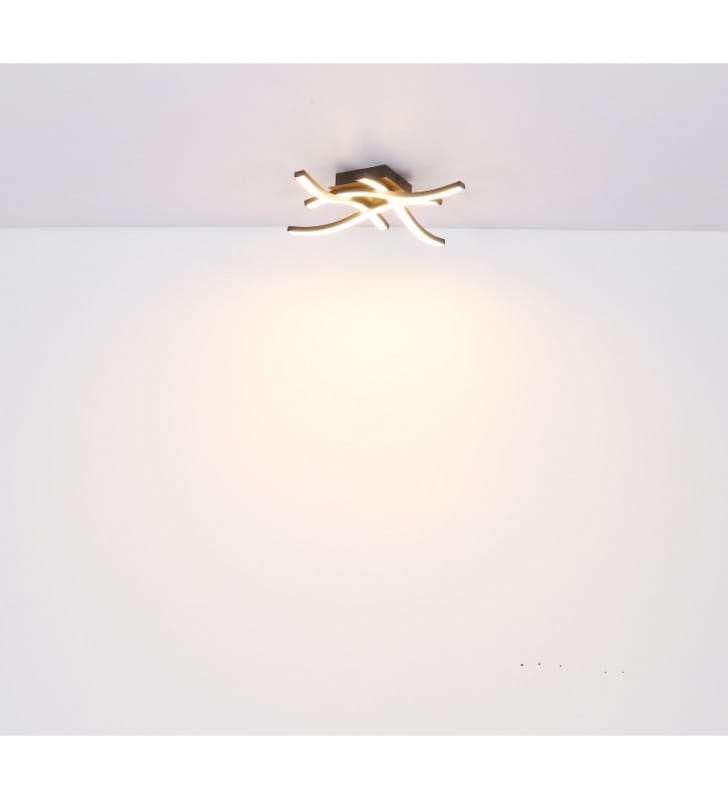 Lampa sufitowa Evita LED 4 wąskie ramiona czarno brązowa metal jak drewno